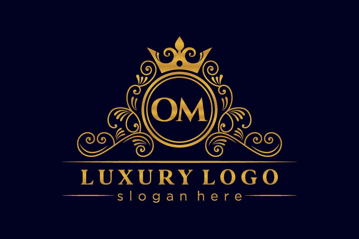 om lettre initiale or calligraphique féminin floral monogramme héraldique dessiné à la main antique vintage style luxe logo design vecteur premium