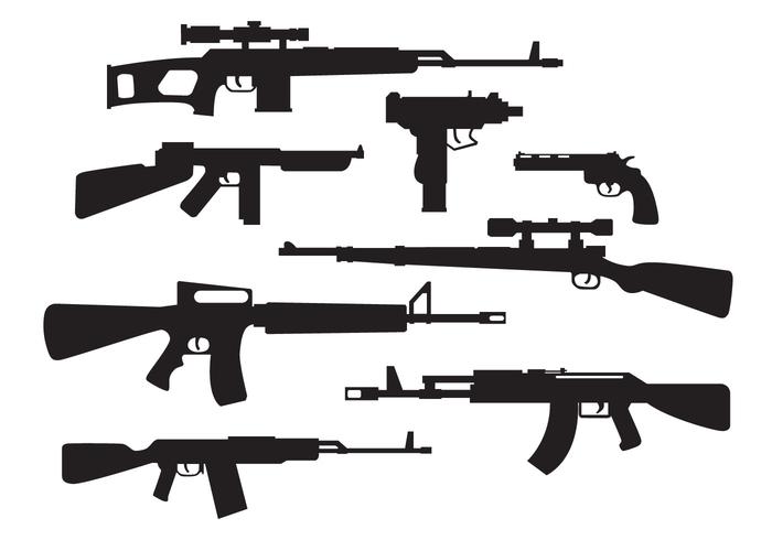 Vecteur de silhouettes d'armes militaires gratuites