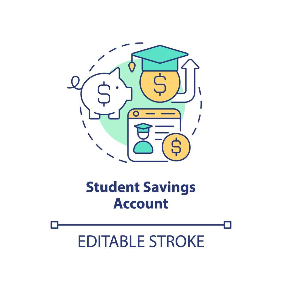 icône de concept de compte d'épargne étudiant. stockage d'argent. illustration de la ligne mince de l'idée abstraite de la gestion financière. dessin de contour isolé. trait modifiable. vecteur