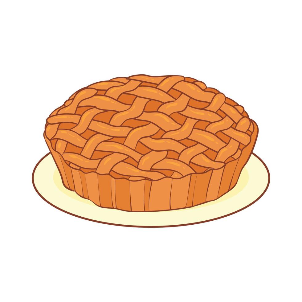 tarte aux pommes dessinée à la main vecteur