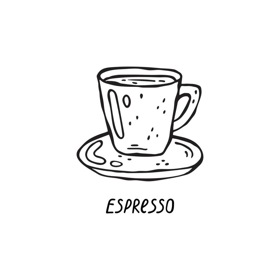 illustration vectorielle dessinée à la main de la cuisine italienne. Expresso vecteur