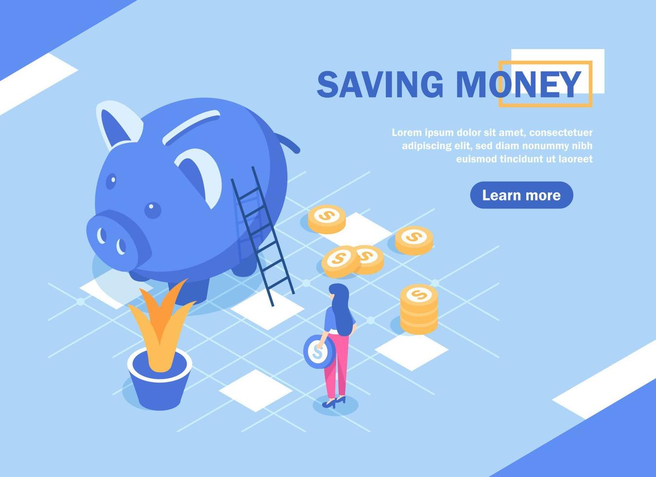 économiser de l'argent, concept d'économie d'argent avec des personnages. peut utiliser pour la bannière web, l'infographie, l'illustration vectorielle de l'icône du design plat vecteur