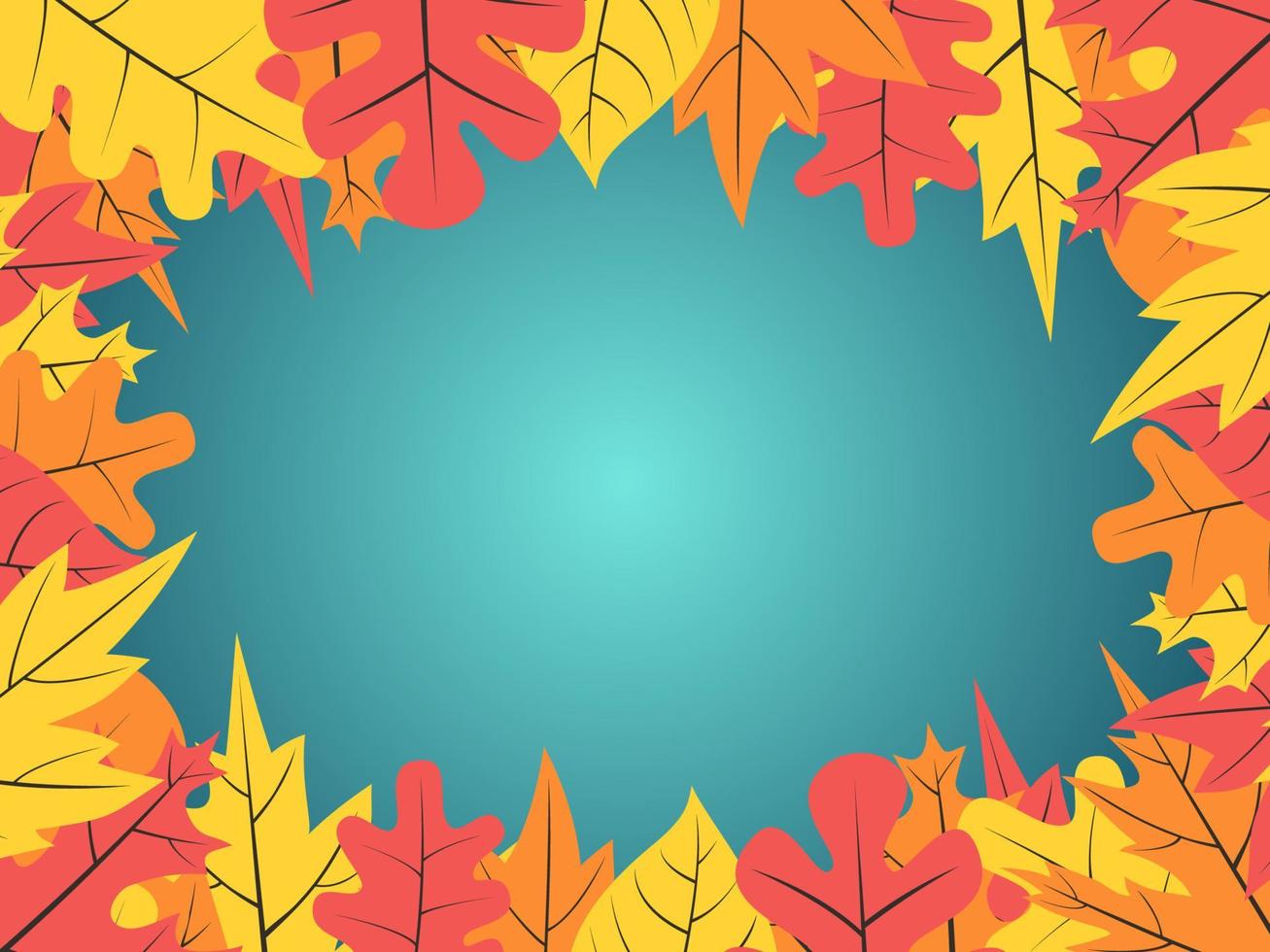 bordure de feuilles d'automne avec fond de couleur vecteur