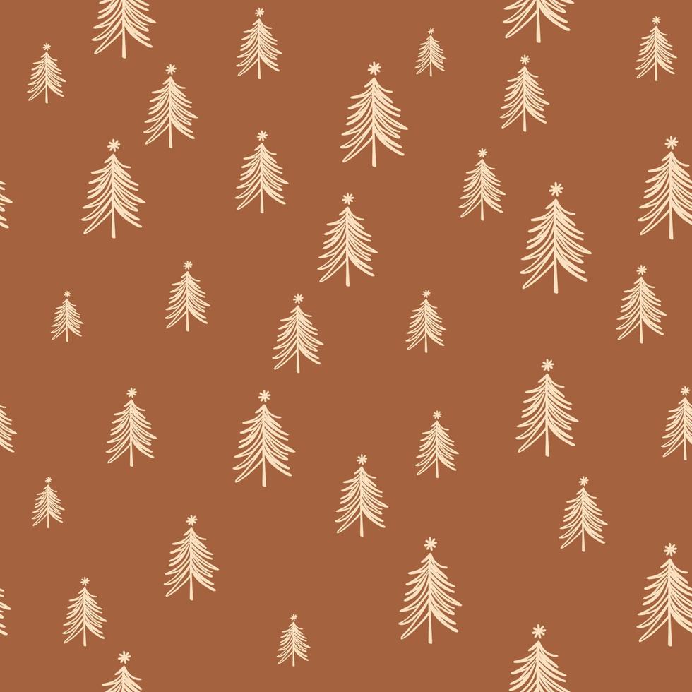 motif de noël boho arbres de noël sans couture. fond de formes de sapin de noël scandinave dessin à la main mignon style boho. illustration vectorielle. tissu de papier d'emballage, textile. impression de vacances d'hiver vecteur