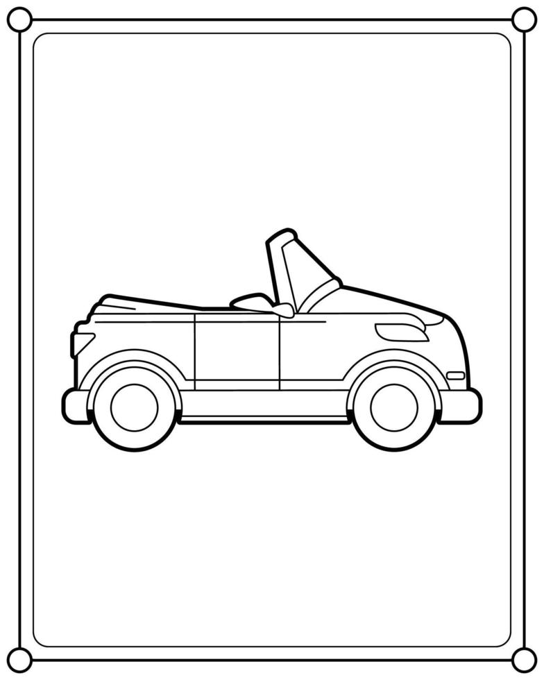 voiture cabriolet adaptée à l'illustration vectorielle de la page de coloriage pour enfants vecteur