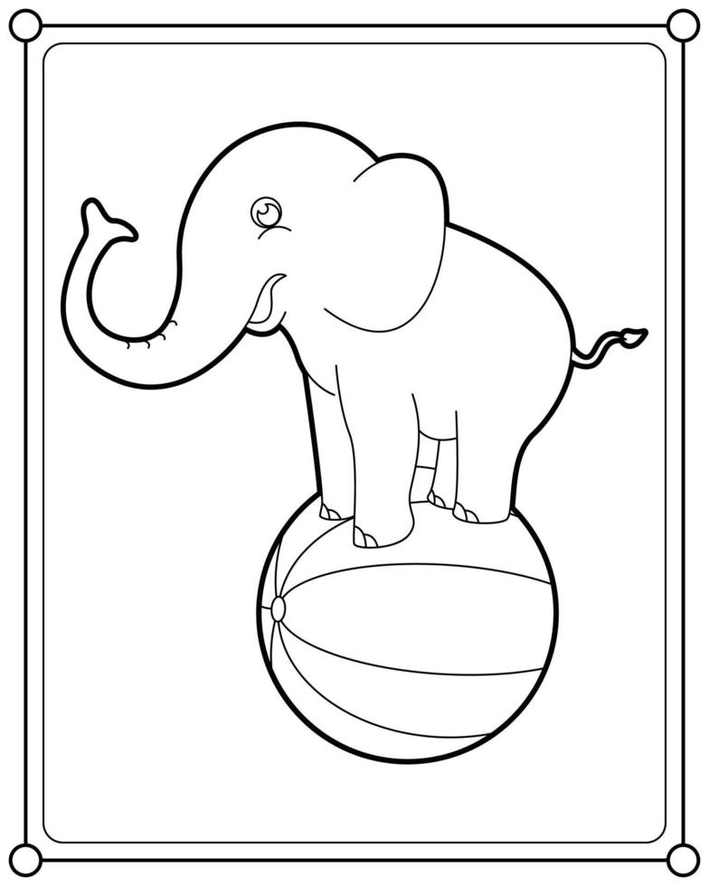 Spectacle de cirque d'éléphant adapté à l'illustration vectorielle de la page de coloriage pour enfants vecteur