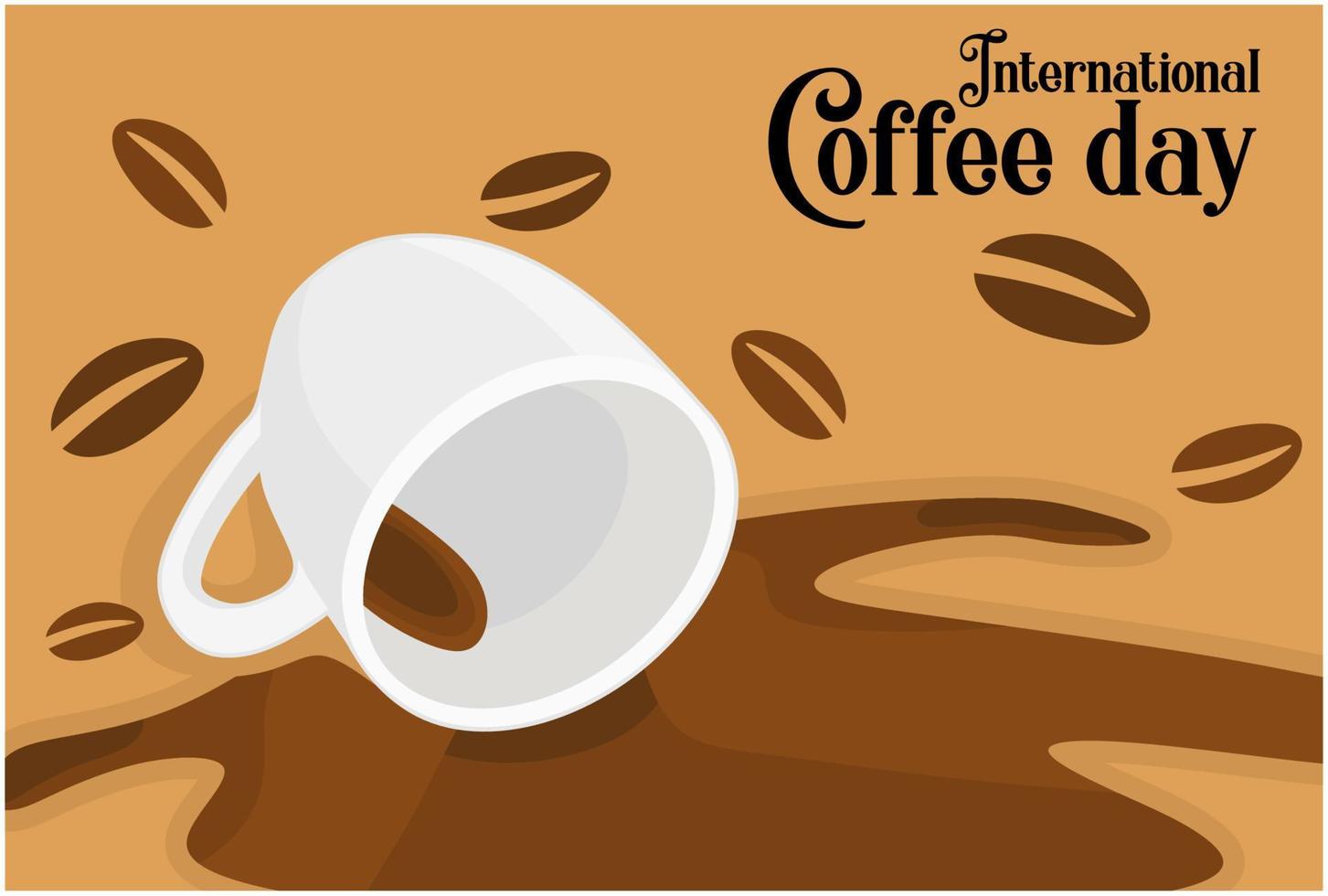 bannière et affiche du modèle de la journée internationale du café vecteur