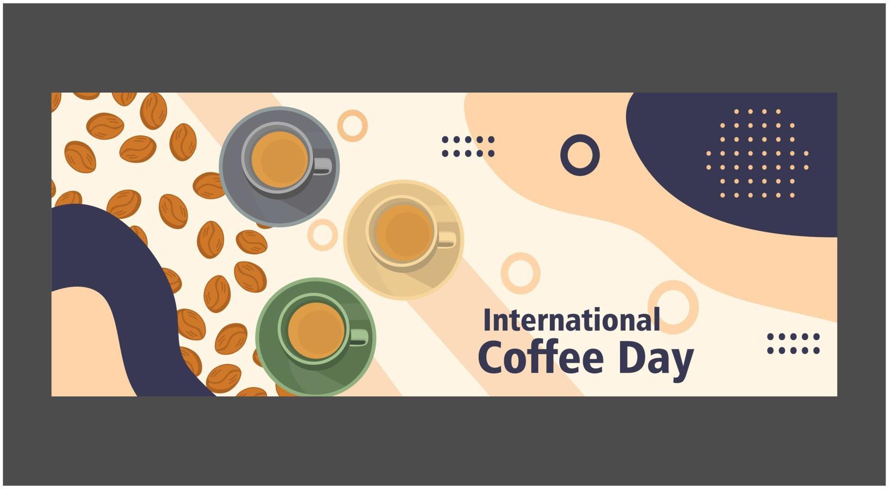 bannière et affiche du modèle de la journée internationale du café vecteur