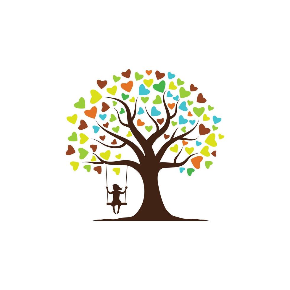 enfants arbre logo vecteur icône illustration de conception