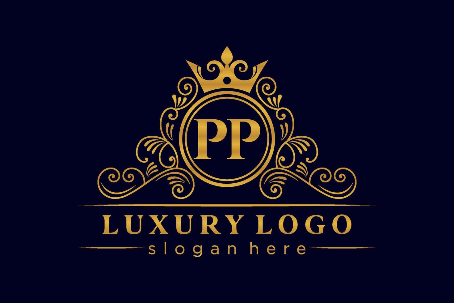 pp lettre initiale or calligraphique féminin floral monogramme héraldique dessiné à la main antique style vintage luxe logo design vecteur premium