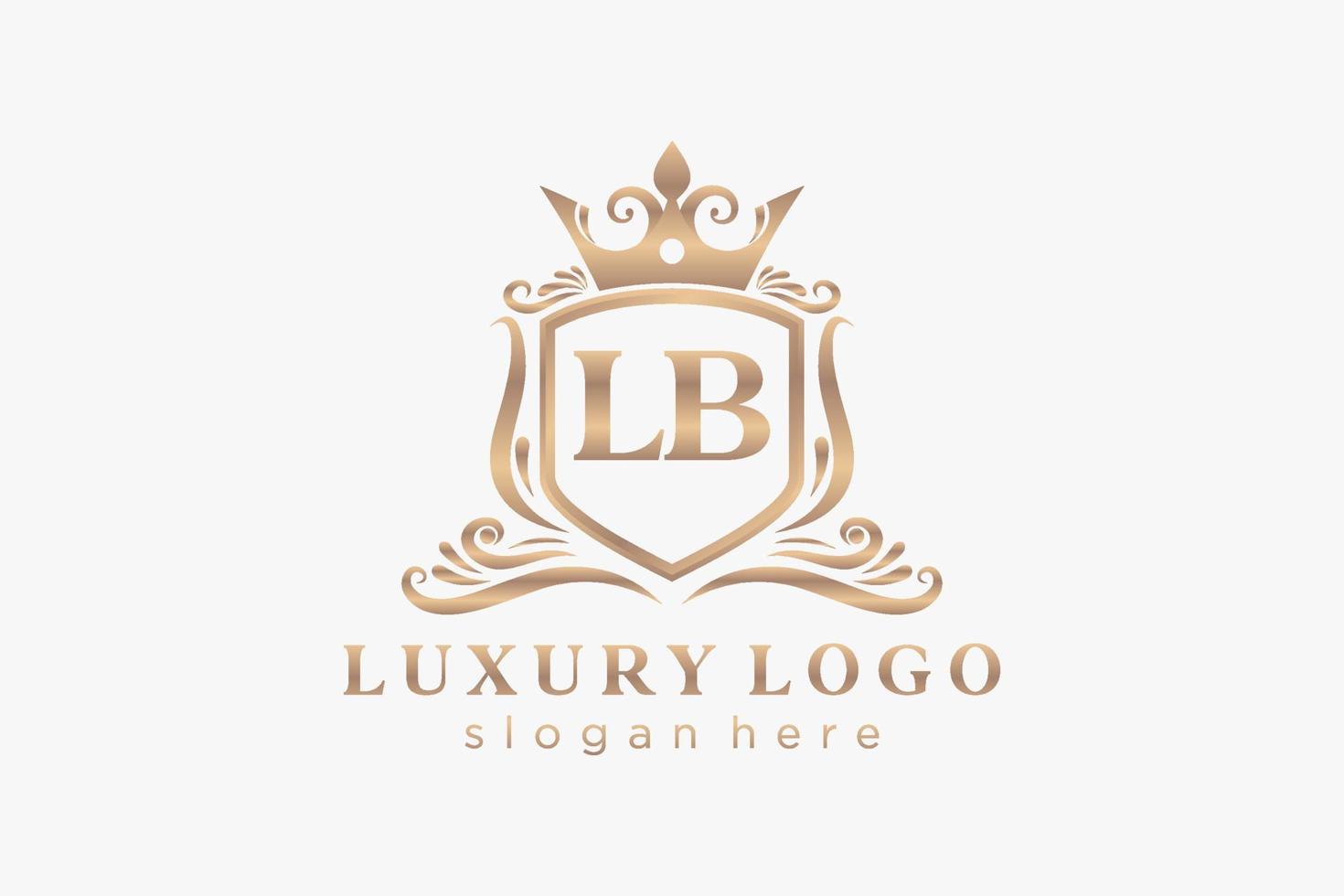 modèle initial de logo de luxe royal de lettre lb dans l'art vectoriel pour le restaurant, la royauté, la boutique, le café, l'hôtel, l'héraldique, les bijoux, la mode et d'autres illustrations vectorielles.