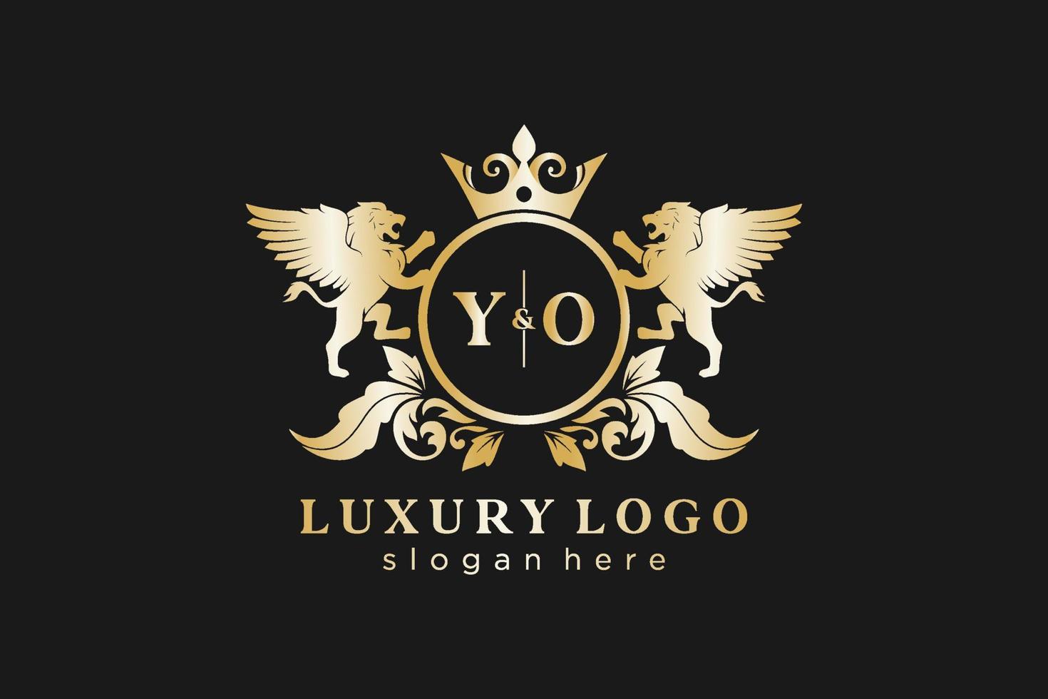 modèle de logo de luxe royal lion lettre initiale yo dans l'art vectoriel pour le restaurant, la royauté, la boutique, le café, l'hôtel, l'héraldique, les bijoux, la mode et d'autres illustrations vectorielles.