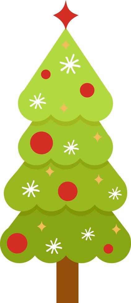 arbre de noël avec décorations et icône plate étoile pour les applications et le web vecteur