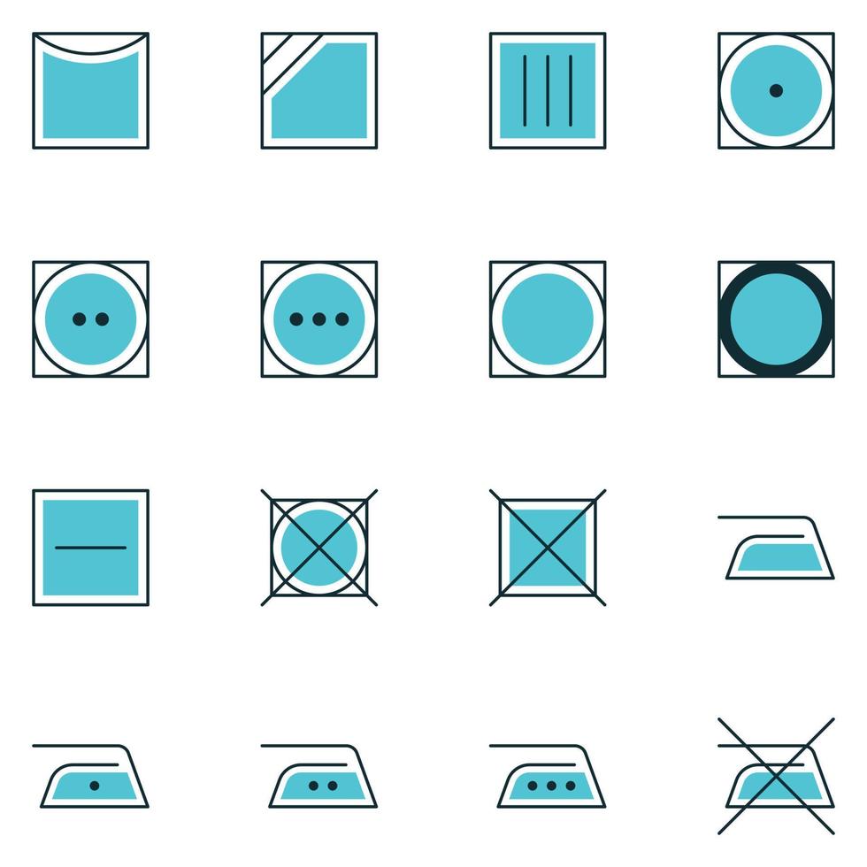 ensemble d'icônes de ligne remplie de guide de blanchisserie vecteur