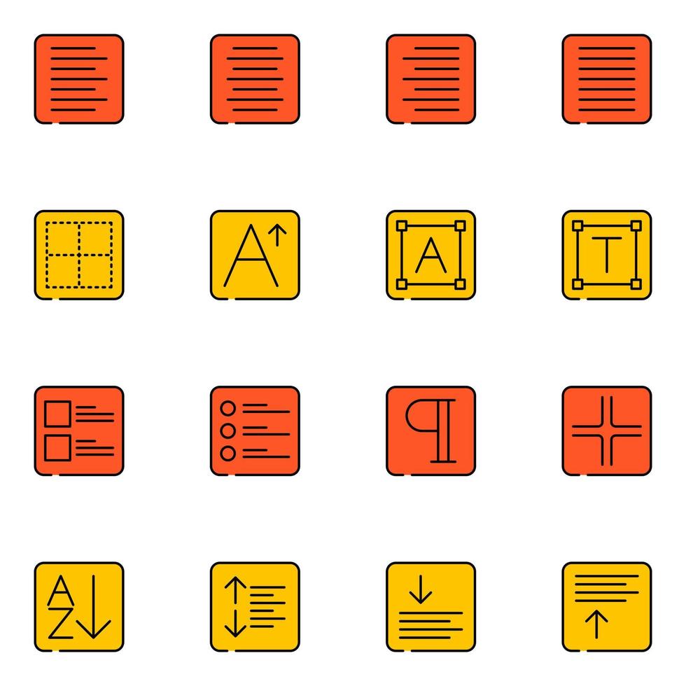 vecteur de jeu d'icônes de ligne remplie d'alignement