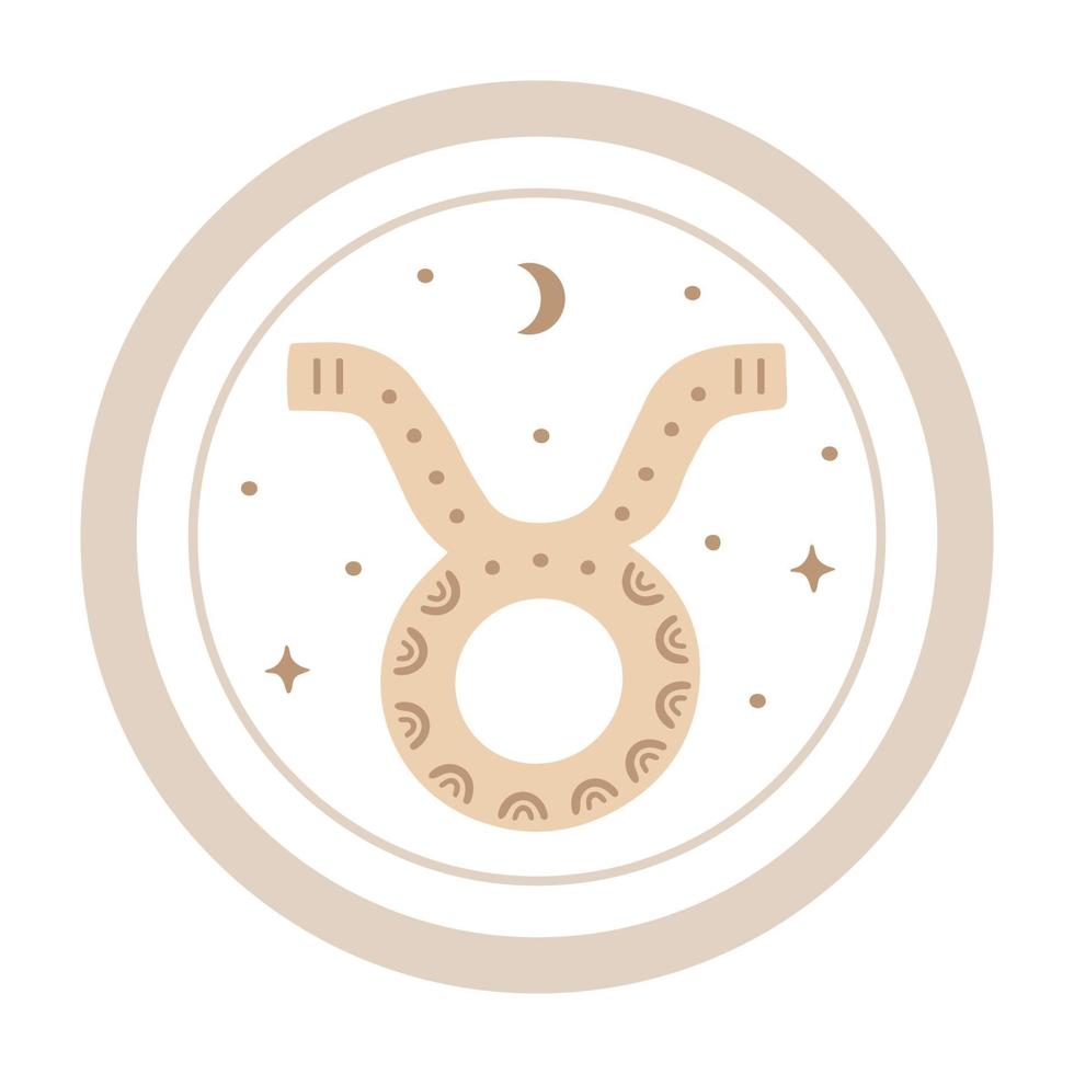 vecteur de symbole du zodiaque taureau, signe horoscope dessiné à la main. icône astrologique décorée isolée. Bélier astrologie signe du zodiaque clip art sur fond blanc