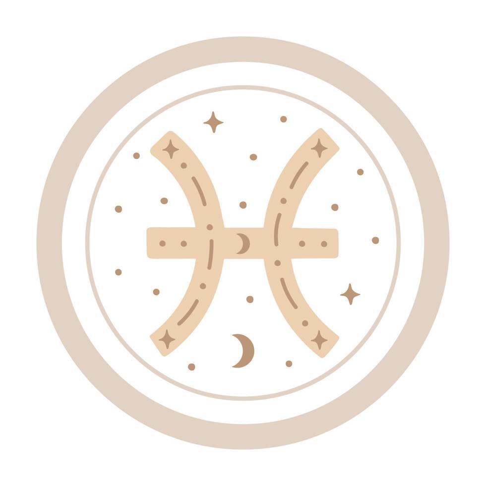 vecteur de symbole du zodiaque poissons, signe horoscope dessiné à la main. icône astrologique décorée isolée. Bélier astrologie signe du zodiaque clip art sur fond blanc