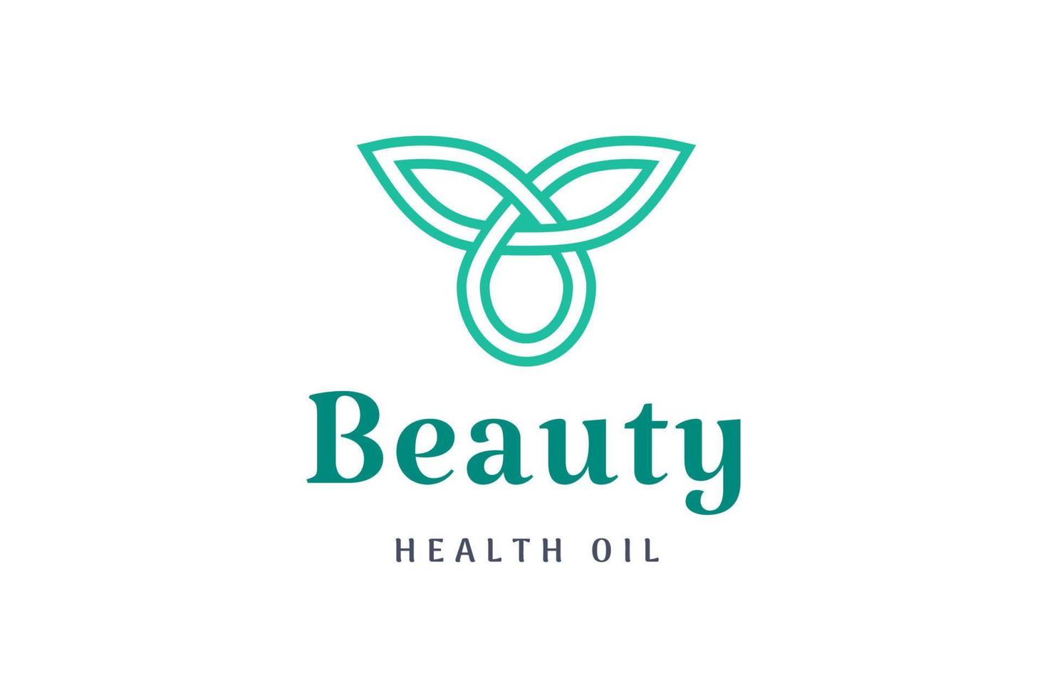 logo de soins de beauté minimaliste en forme de feuille et de gouttelette d'huile vecteur