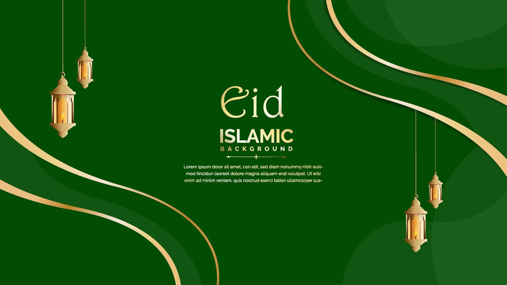 bannière islamique élégante avec fond doré et vert vecteur