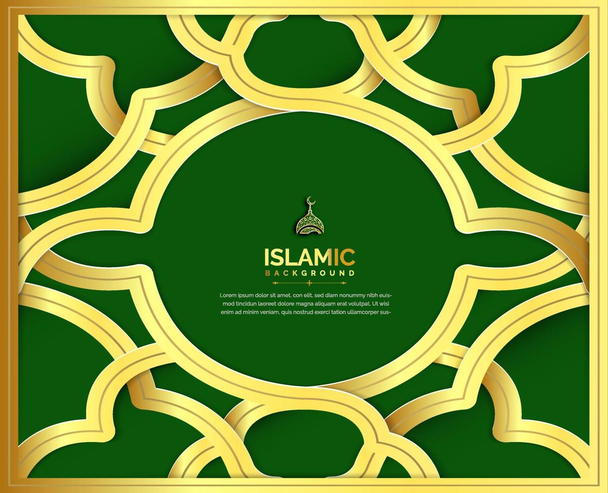 conception de fond islamique de couleur dorée et verte vecteur