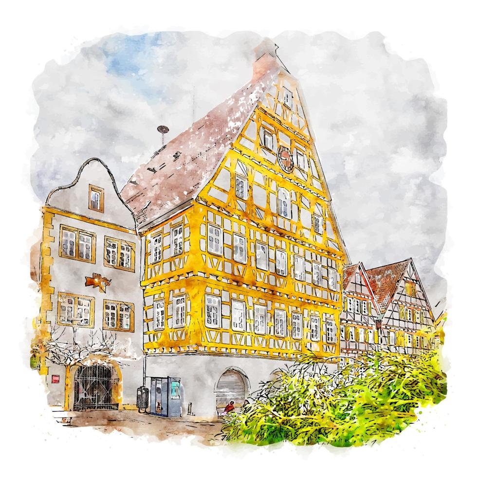 leonberg allemagne croquis aquarelle illustration dessinée à la main vecteur