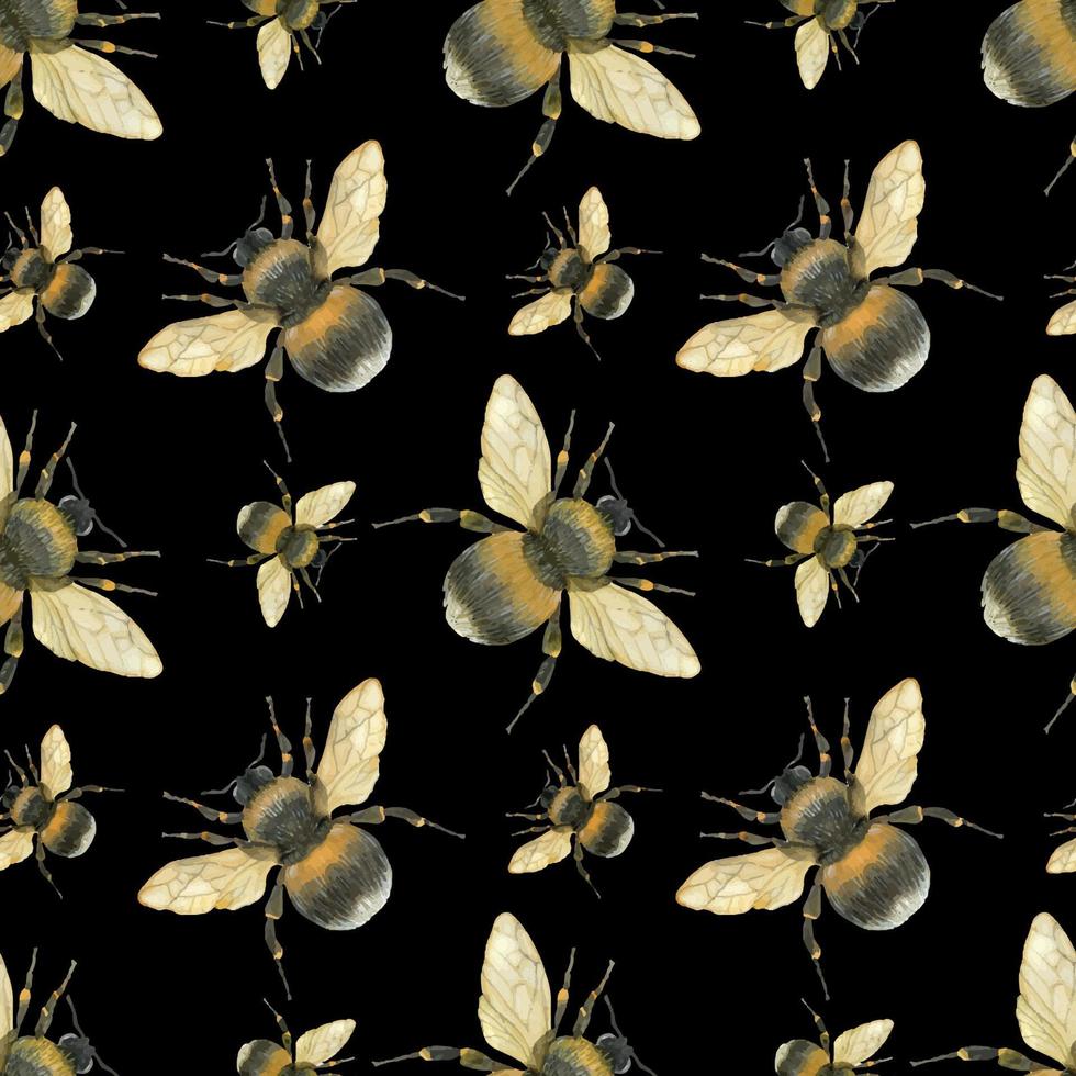 modèle sans couture foncé d'abeille de prairie vecteur