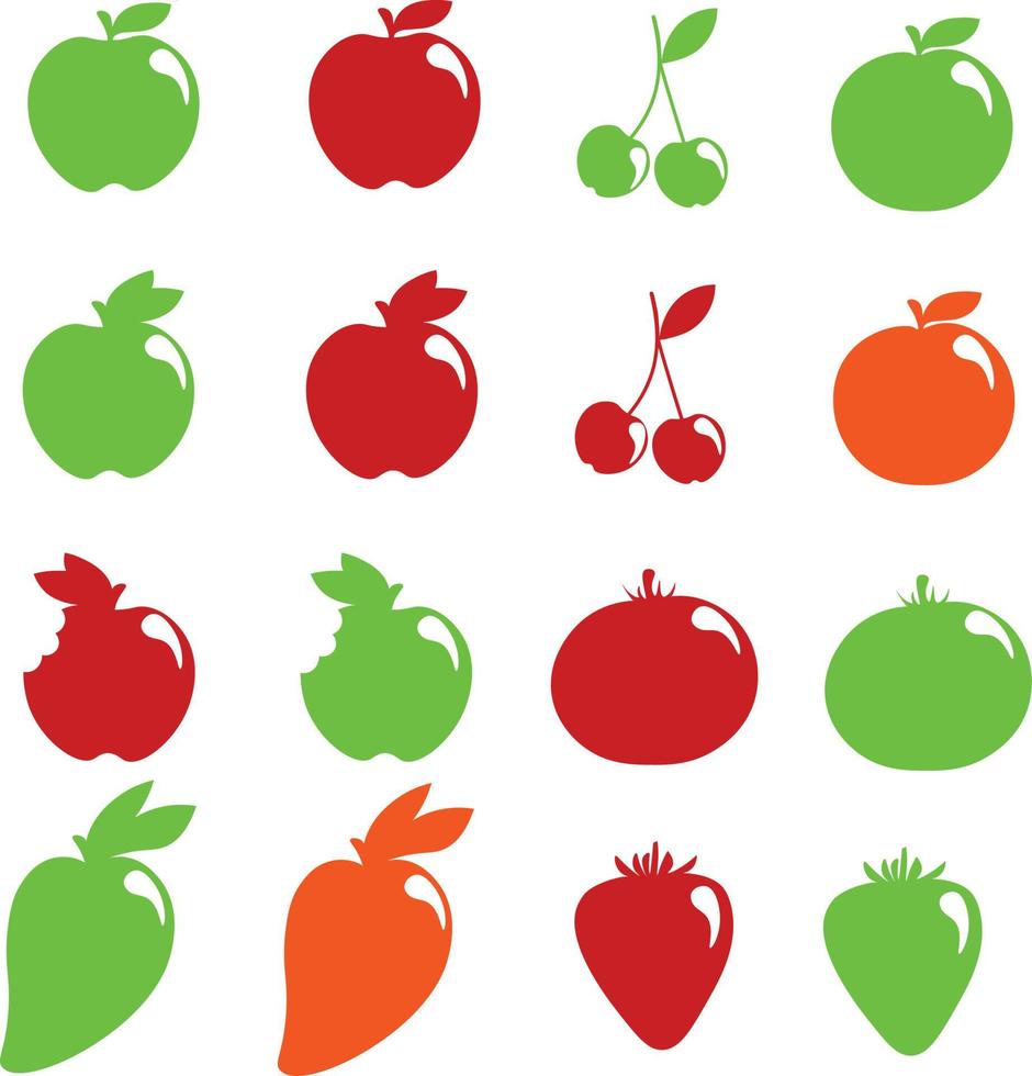 icône de modèle sans couture pomme, cerise, orange, tomate, manggo et fraise. illustration vectorielle vecteur