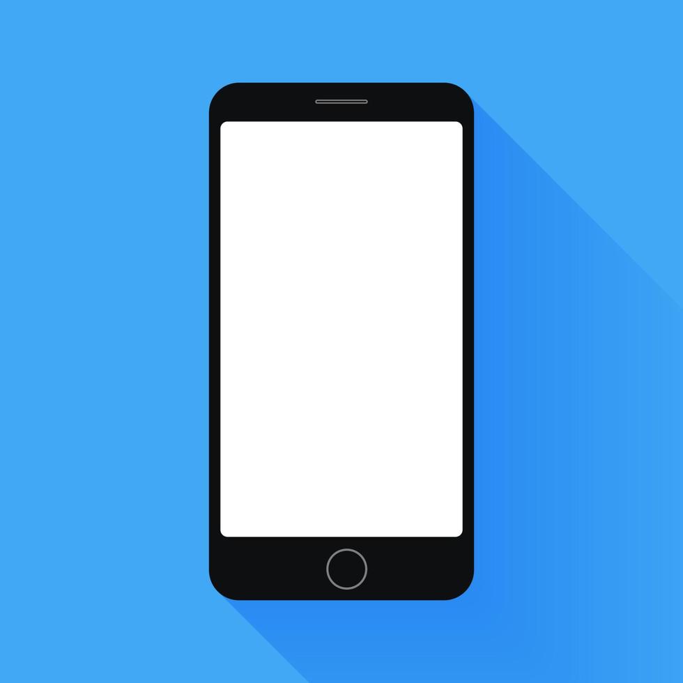 smartphone noir avec écran vide sur fond bleu, vecteur. vecteur