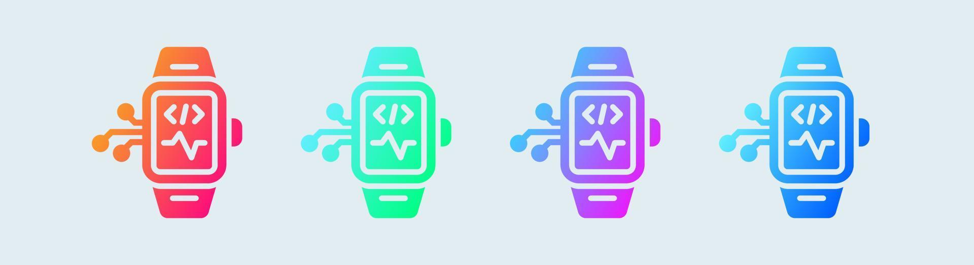 icône solide smartwatch en dégradé de couleurs. montre intelligente signe illustration vectorielle. vecteur