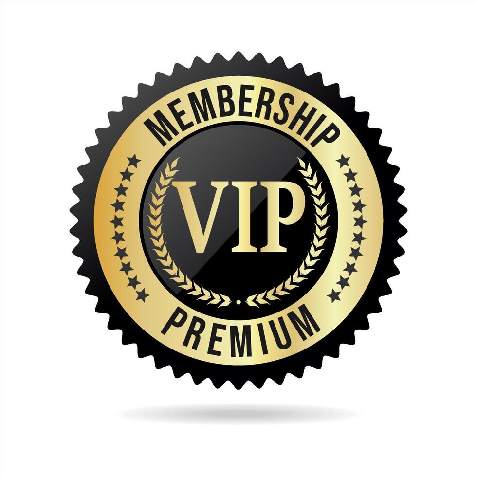 badge d'or d'adhésion premium vip sur fond blanc vecteur