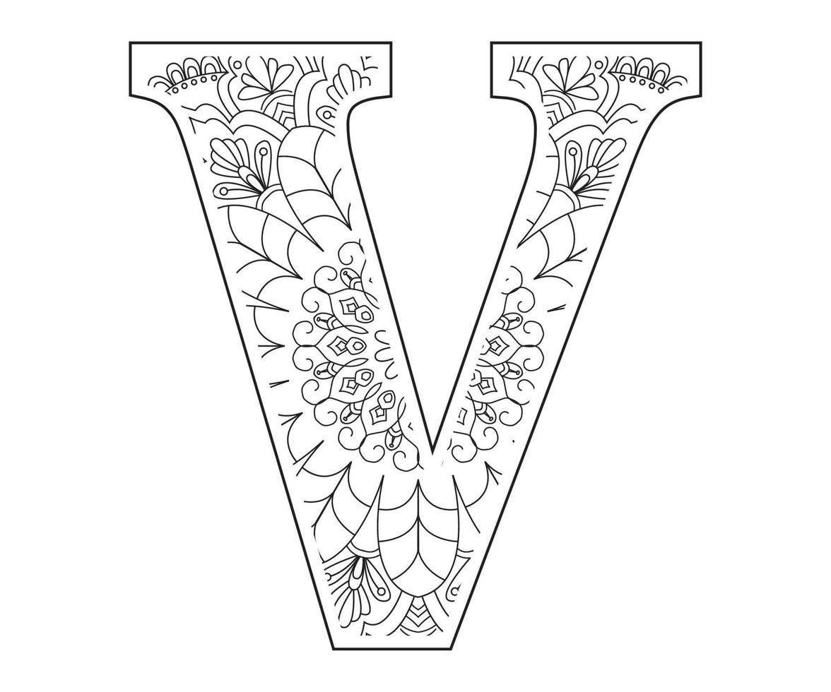 page de coloriage alphabet avec style floral, page de coloriage abc-télécharger gratuitement vecteur