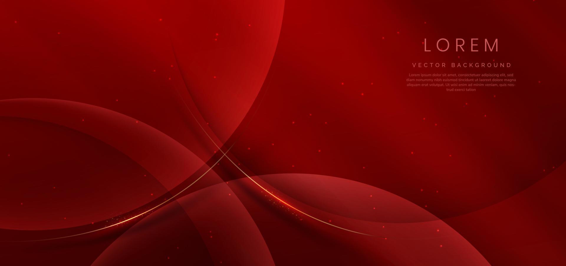 forme rouge incurvée 3d abstraite sur fond rouge avec effet d'éclairage et éclat avec espace de copie pour le texte. style design de luxe. vecteur