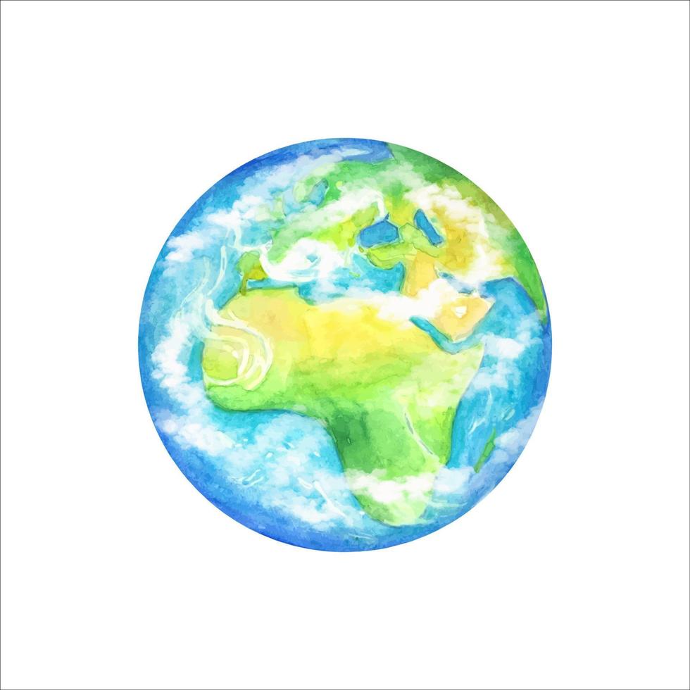 globe terrestre peint à la main. aquarelle vecteur