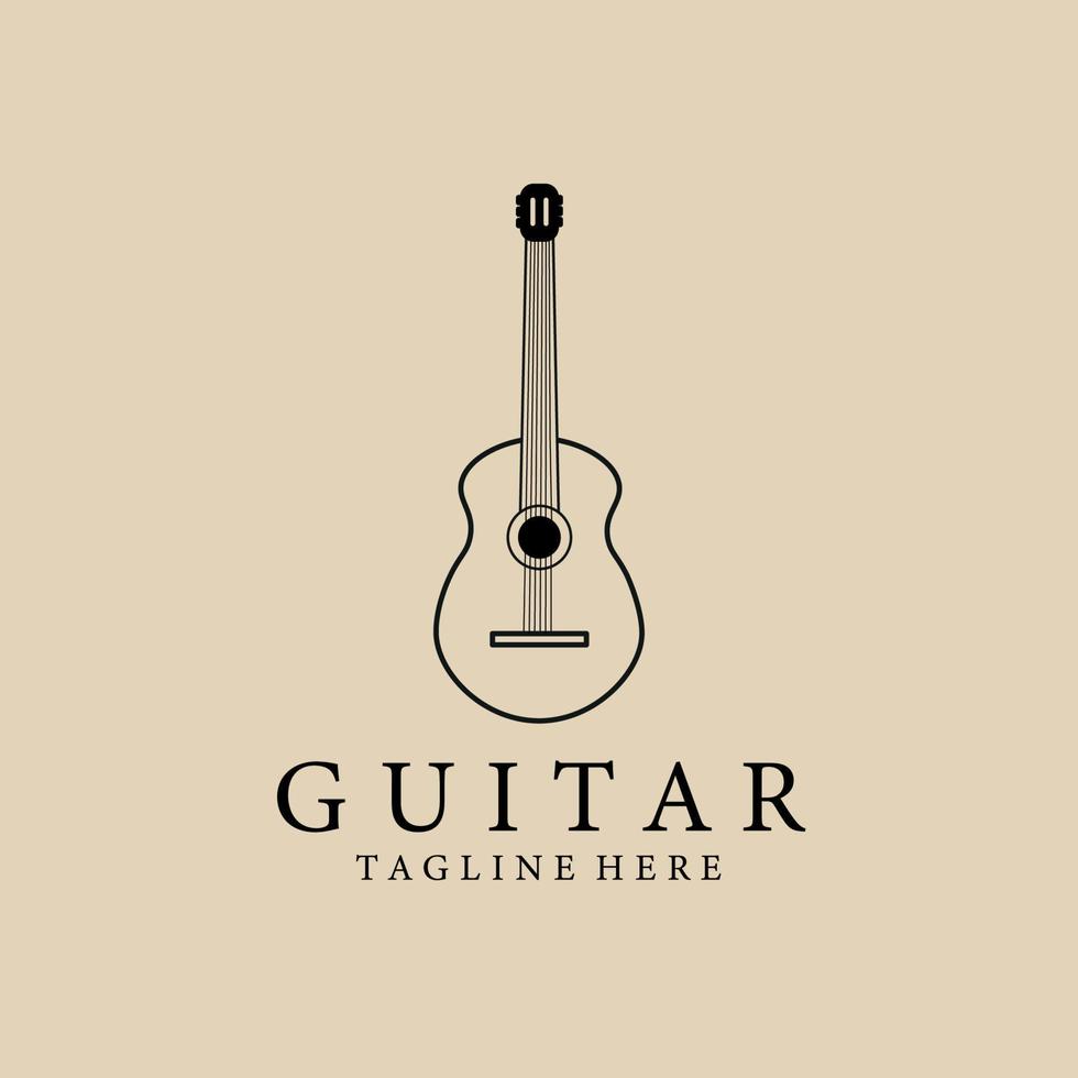 logo, icône et symbole d'art de ligne de guitare, conception d'illustration vectorielle vecteur