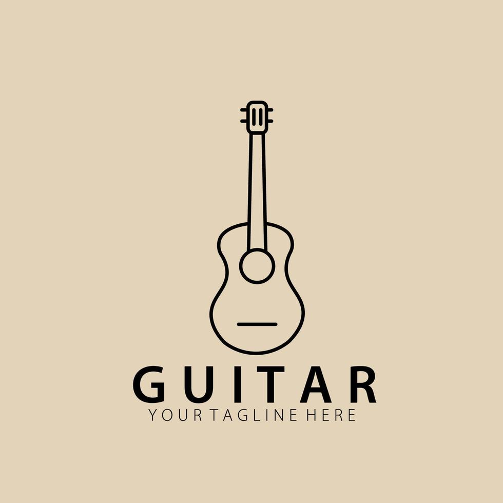 logo, icône et symbole d'art de ligne de guitare, conception d'illustration vectorielle vecteur