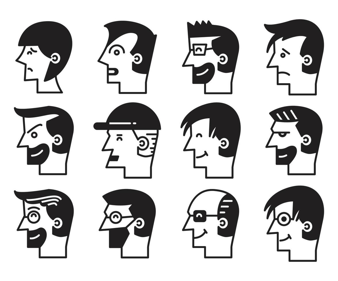 les gens font face à des avatars vue de côté illustration vecteur