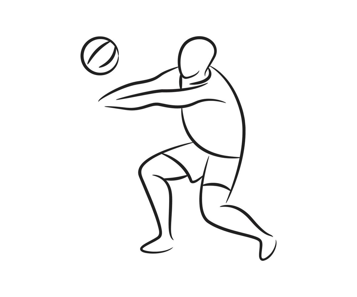 illustration de ligne de joueur de volleyball dessiné à la main vecteur