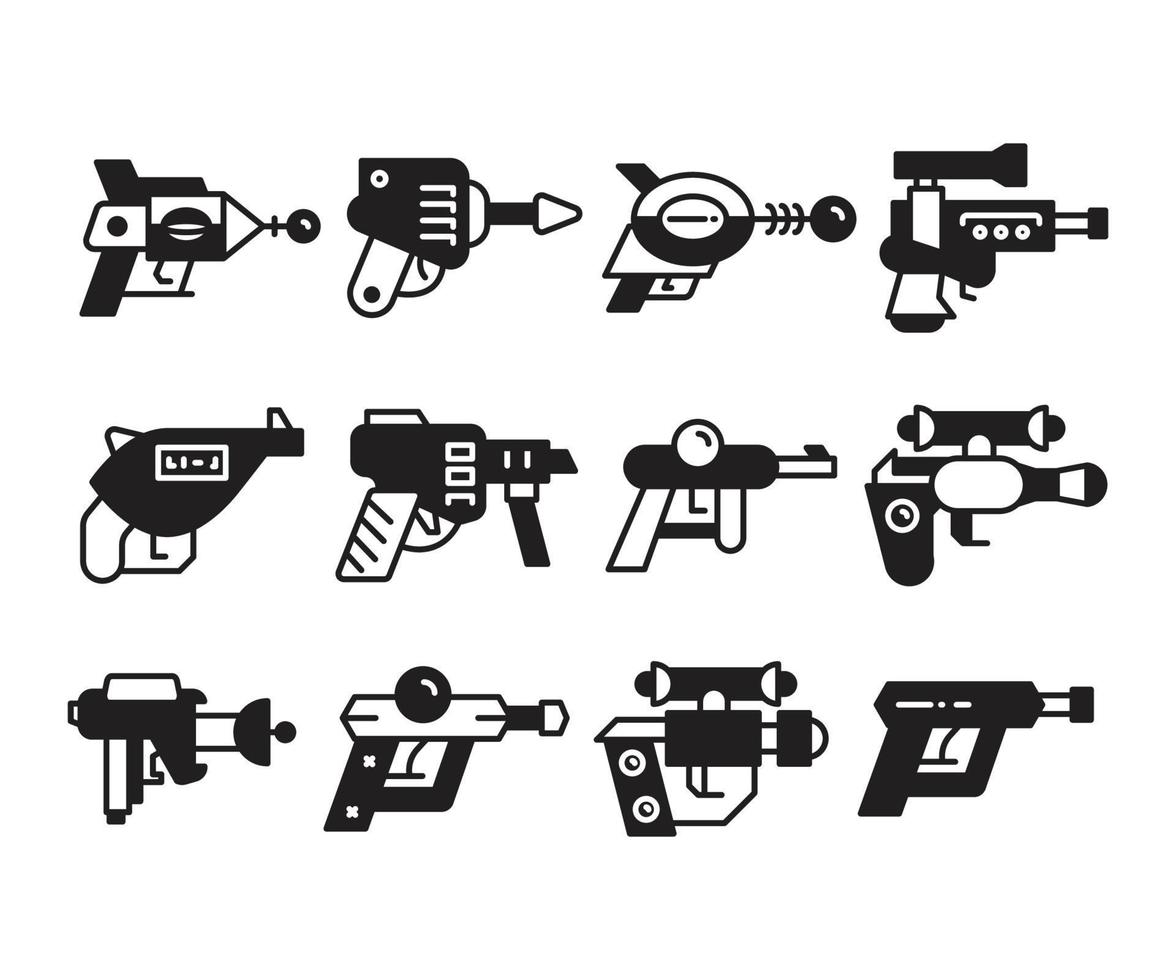 jeu d'icônes de pistolet spatial vecteur