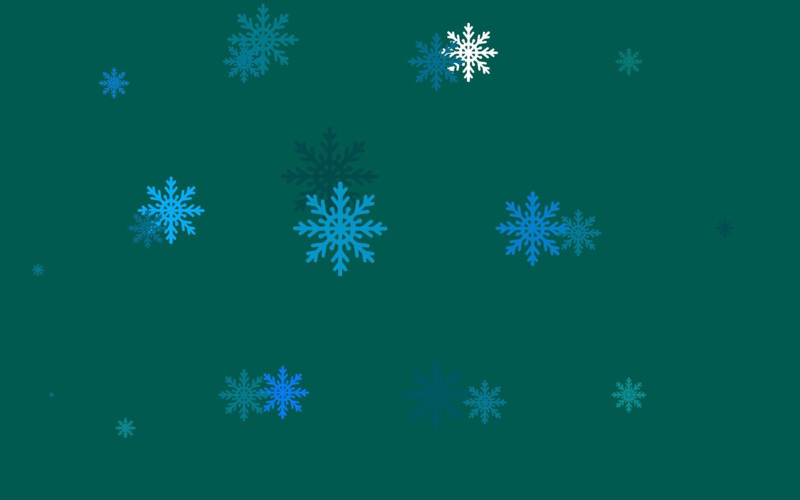 couverture vectorielle bleu clair et vert avec de beaux flocons de neige. vecteur