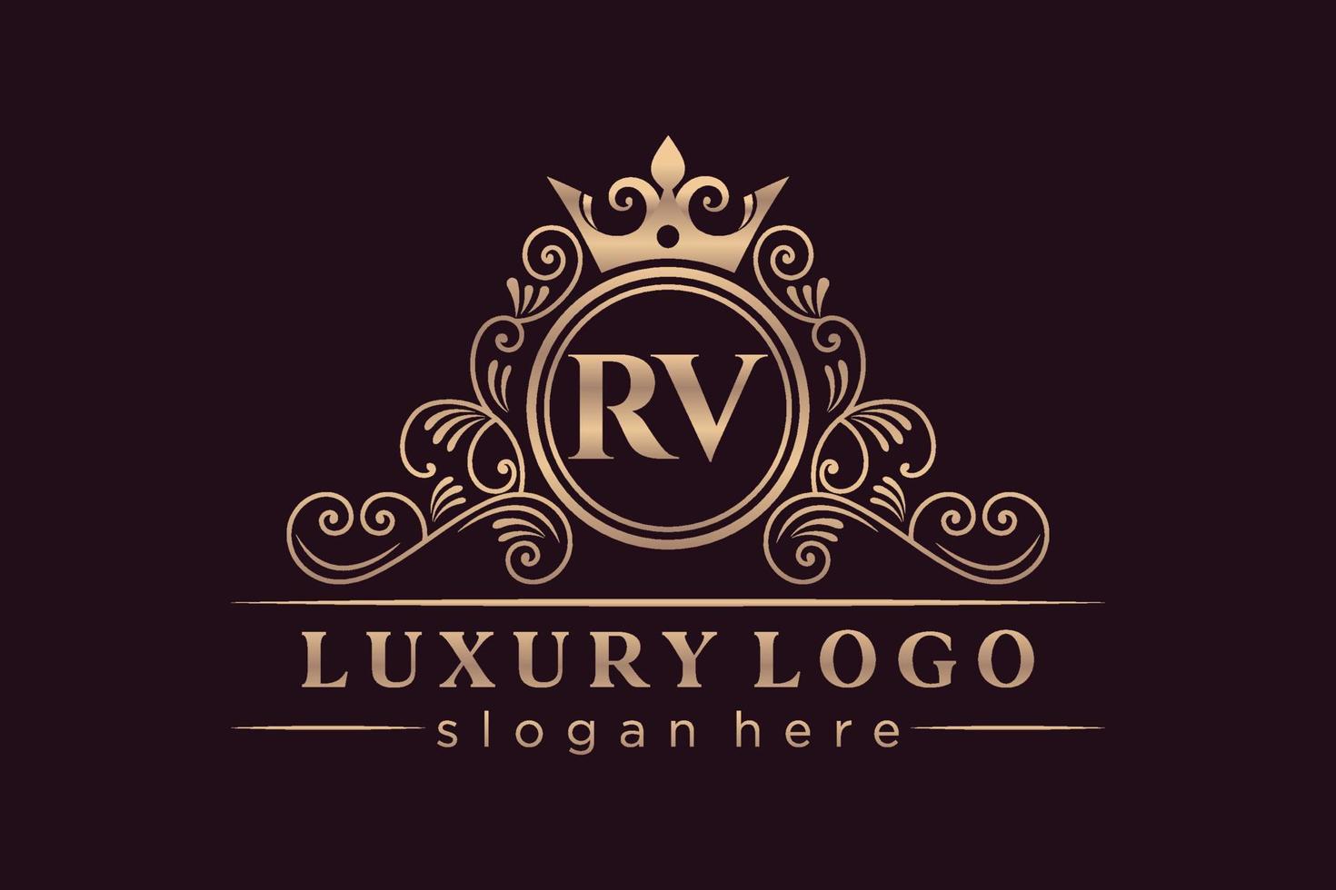 rv lettre initiale or calligraphique féminin floral monogramme héraldique dessiné à la main antique vintage style luxe logo design vecteur premium