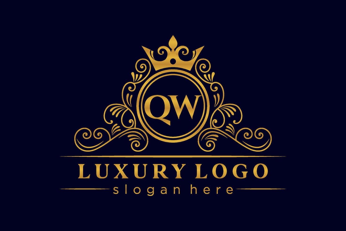 qw lettre initiale or calligraphique féminin floral monogramme héraldique dessiné à la main style vintage antique luxe logo design vecteur premium