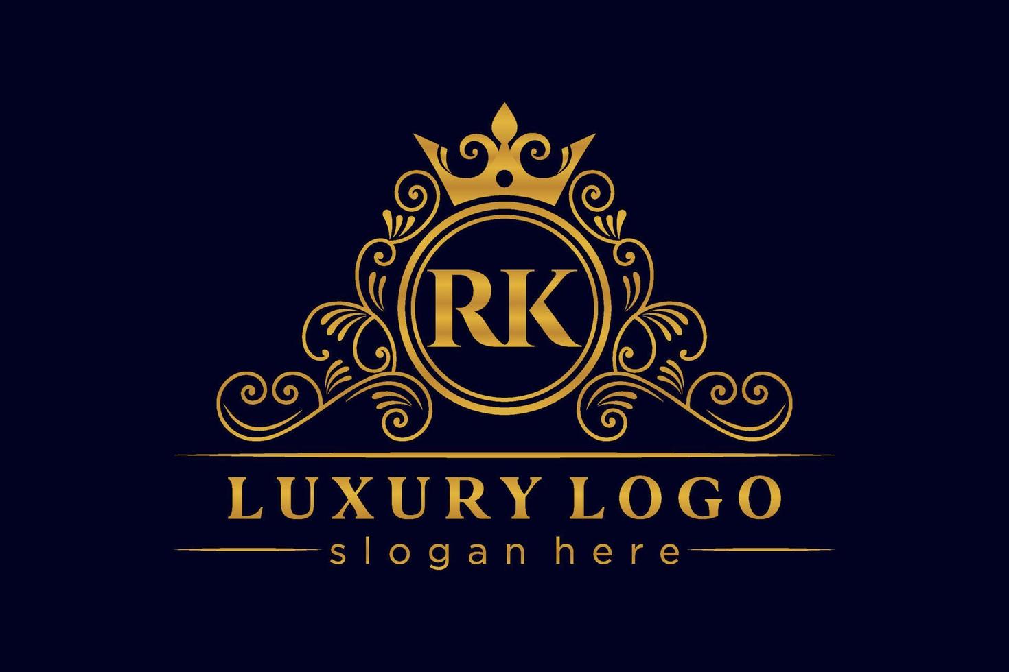 rk lettre initiale or calligraphique féminin floral monogramme héraldique dessiné à la main antique vintage style luxe logo design vecteur premium