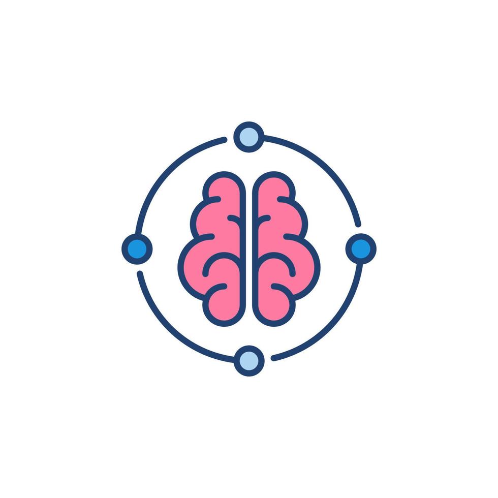 concept de vecteur de réseau de neurones du cerveau ai icône de couleur ronde