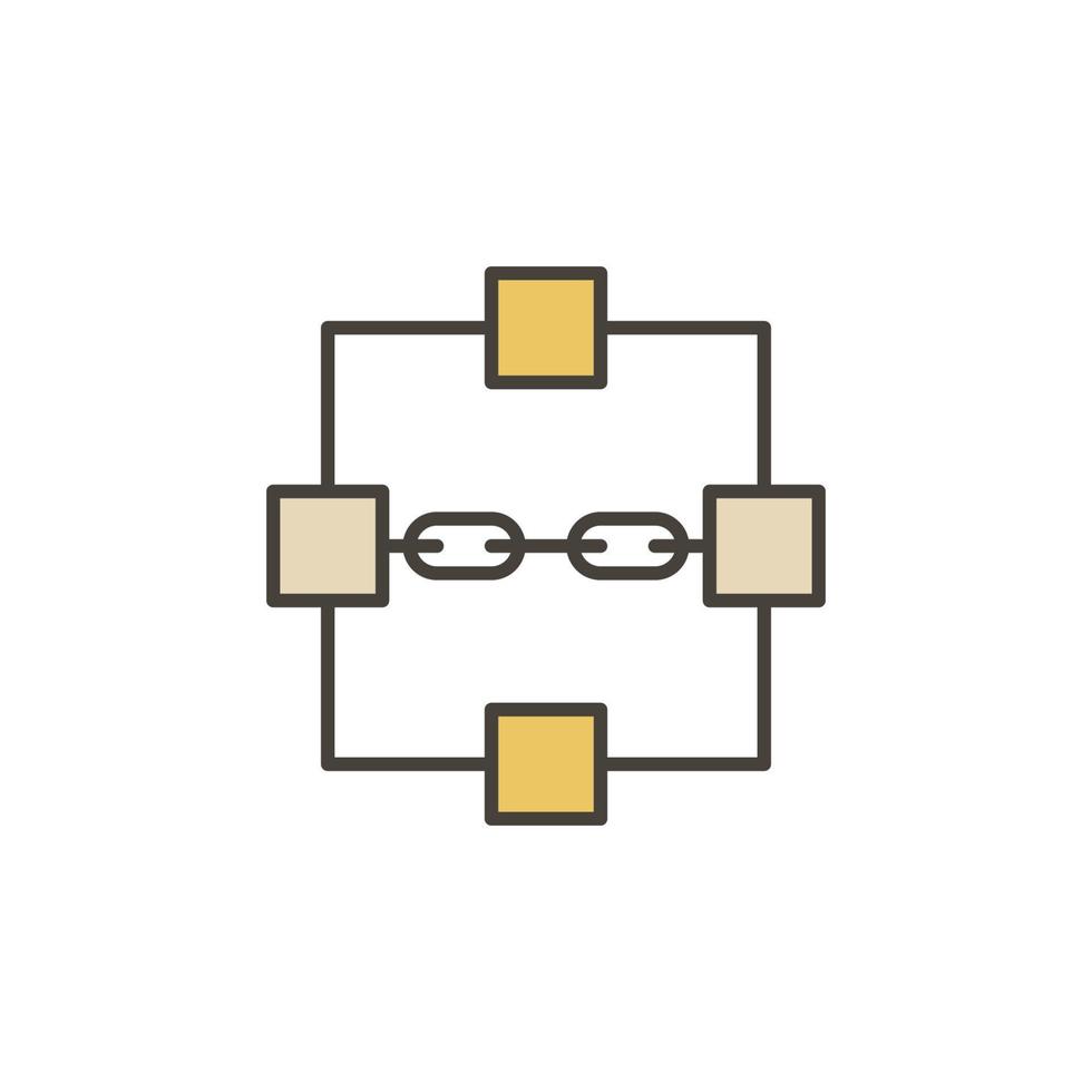 quatre blocs avec icône de couleur blockchain vecteur chaîne