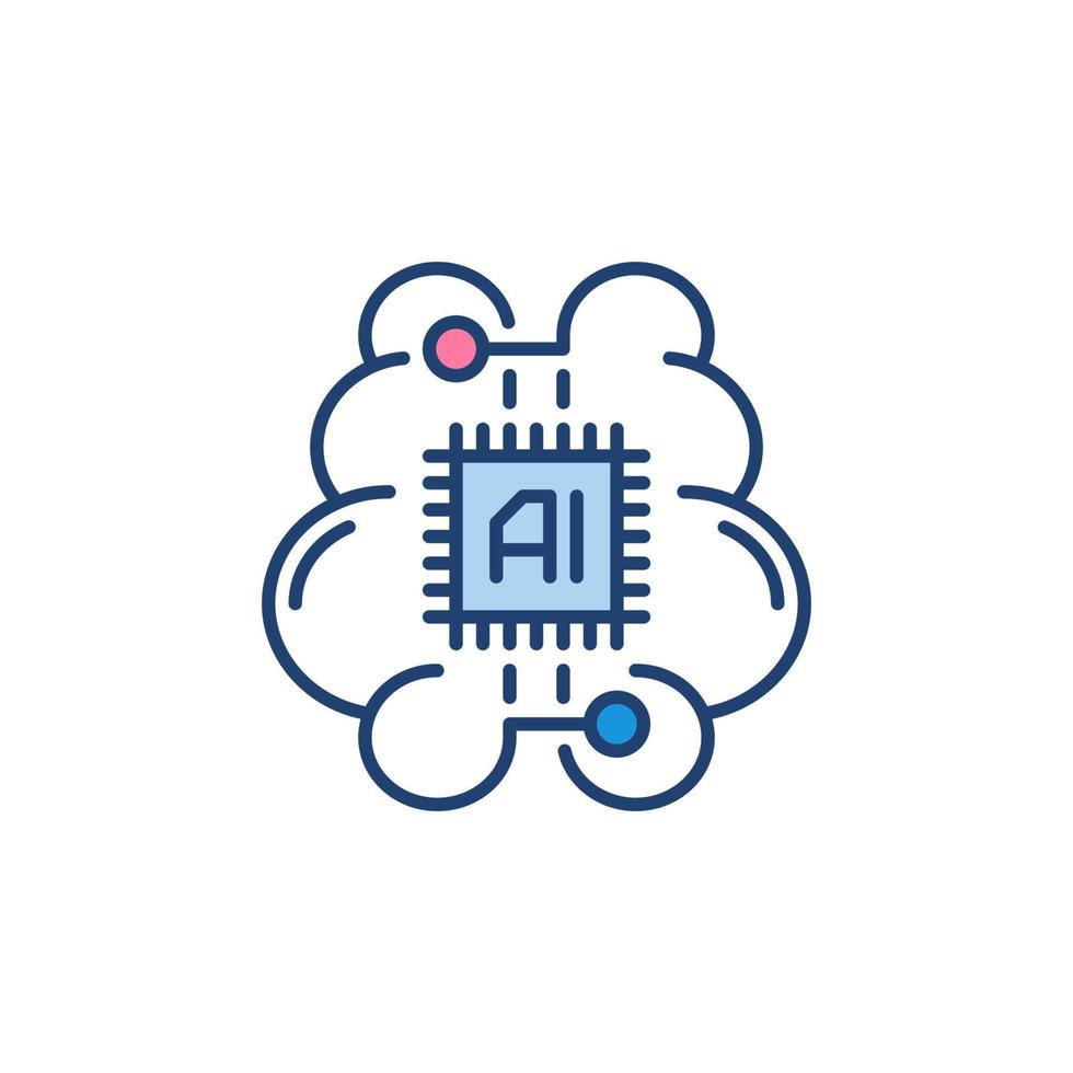 cerveau numérique avec icône colorée de concept de vecteur de processeur