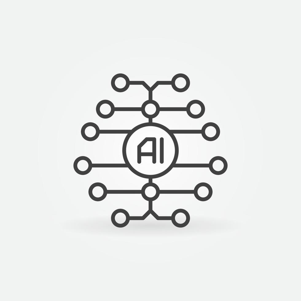 icône de contour de cerveau numérique. symbole de ligne conceptuelle vecteur ai