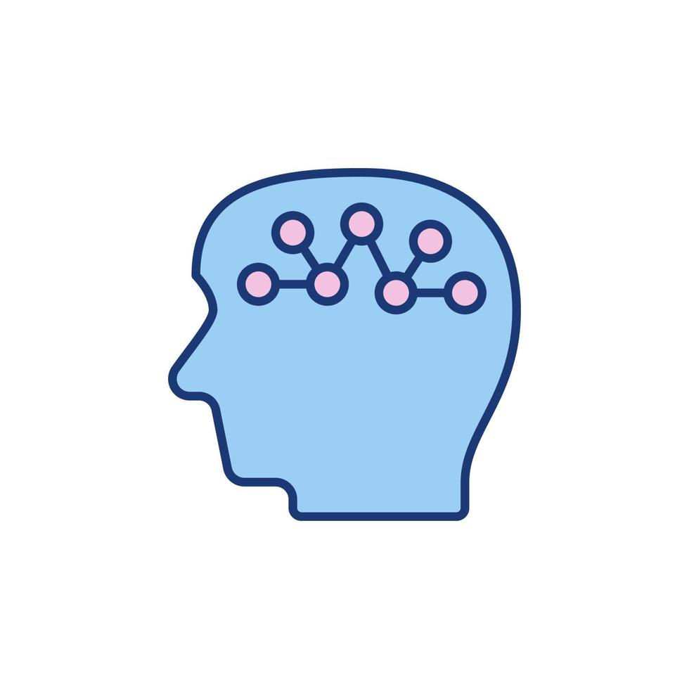 synapse dans l'icône colorée de concept de vecteur de tête humaine