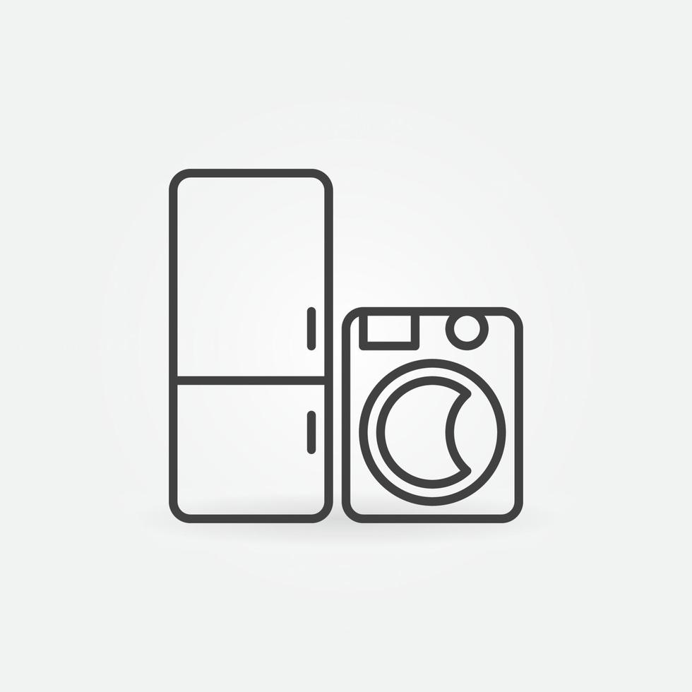 lave-linge avec icône de ligne de réfrigérateur. symbole de vecteur d'appareils électroménagers