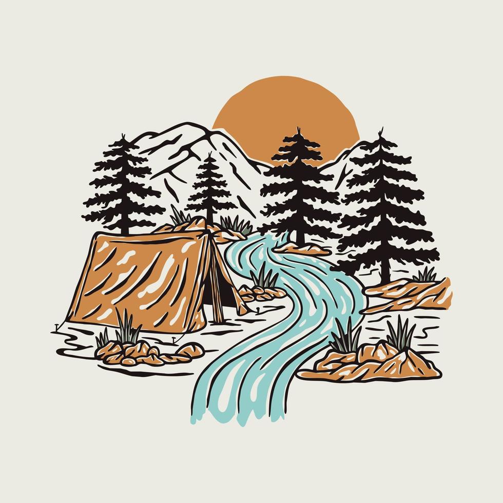 matin dans la nature graphique illustration vector art t-shirt design