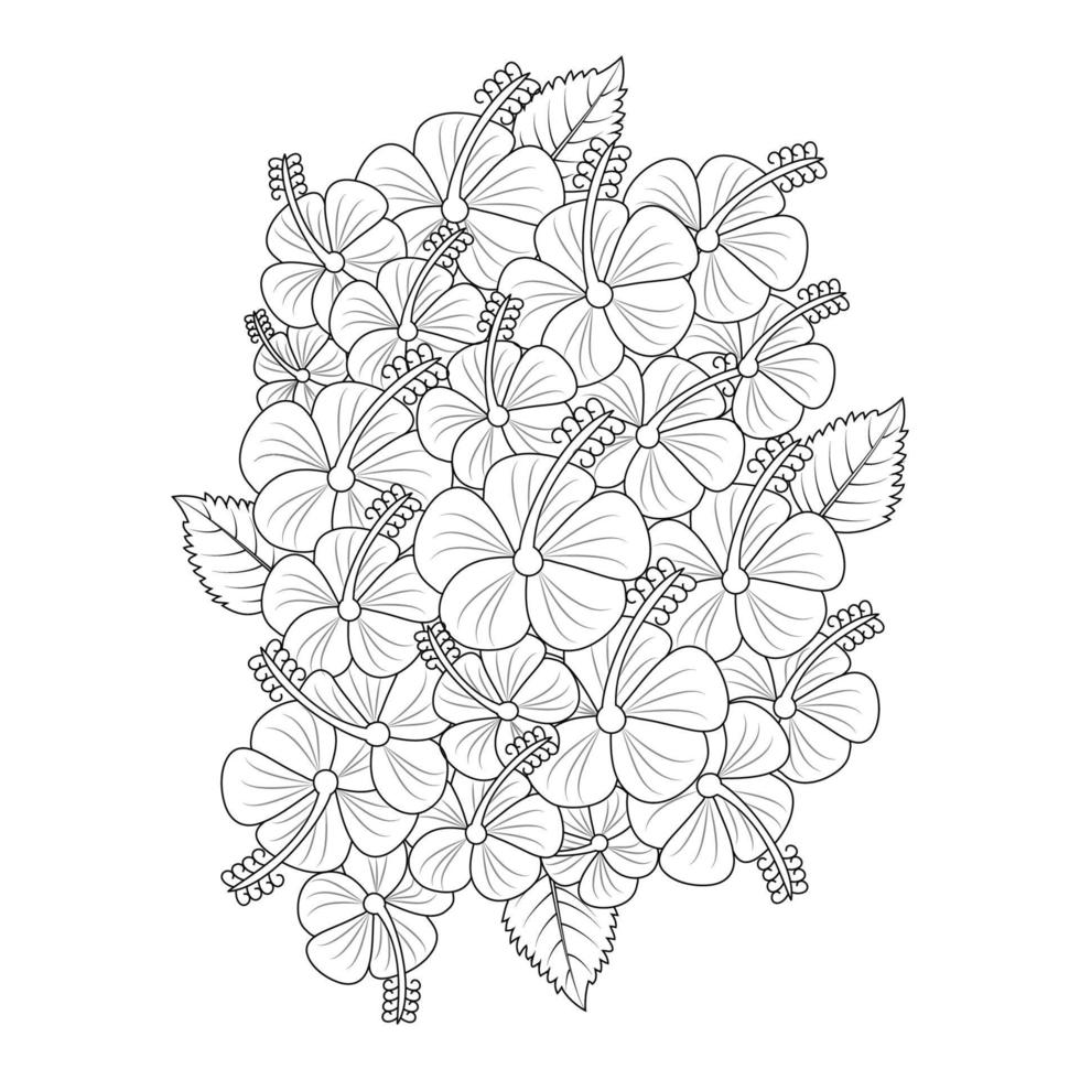 fleur d'hibiscus syriacus ou fleur d'hibiscus commune coloriage de l'illustration du livre vecteur